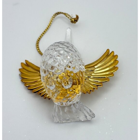 Vintage Hummingbird Christmas Tree Ornament Clear Plastic Bird Gold Tone Wings - Picture 9 of 9